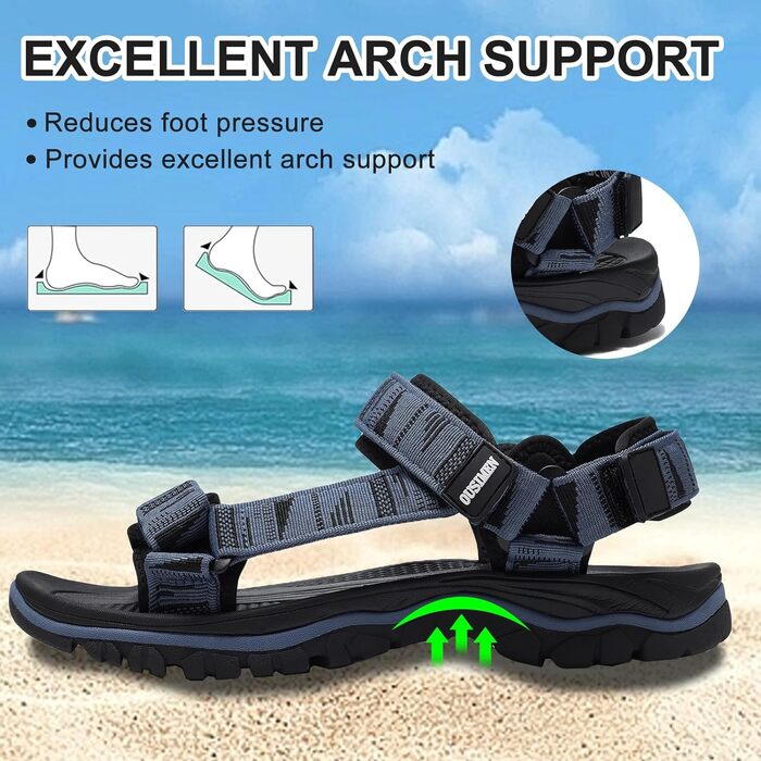 Чоловічі трекінгові сандалі SYKT для активного відпочинку та пляжу (чорно-синій, 40 EU)