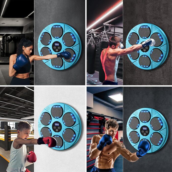 Музична боксерська машина з Bluetooth, електронна, з боксерськими рукавичками, 9 швидкостей, LED, для дорослих і дітей