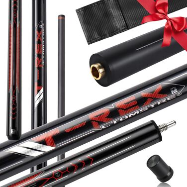 PODAYUDE Біліардний кий 'Маленький монстр' з карбону, 3 частини - кий для брейка та джампа, 12.9 мм наконечник, сумка з PU шкіри
