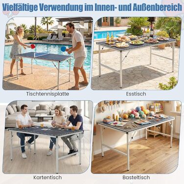 COSTWAY Міні стіл для пінг-понгу складний, стіл для тенісу вологостійкий, з сіткою, 2 ракетки та м'ячі, готовий до використання, для відпочинку в приміщенні та на вулиці, 152,5 x 76 x 71 см