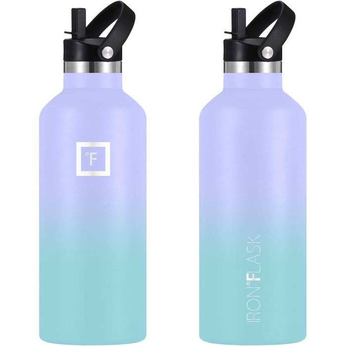 Термос IRON °FLASK 950 мл з трубочкою, вакуумна пляшка з нержавіючої сталі для води, гарячого й холодного, подвійні стінки, 3 кришки, Cotton Candy