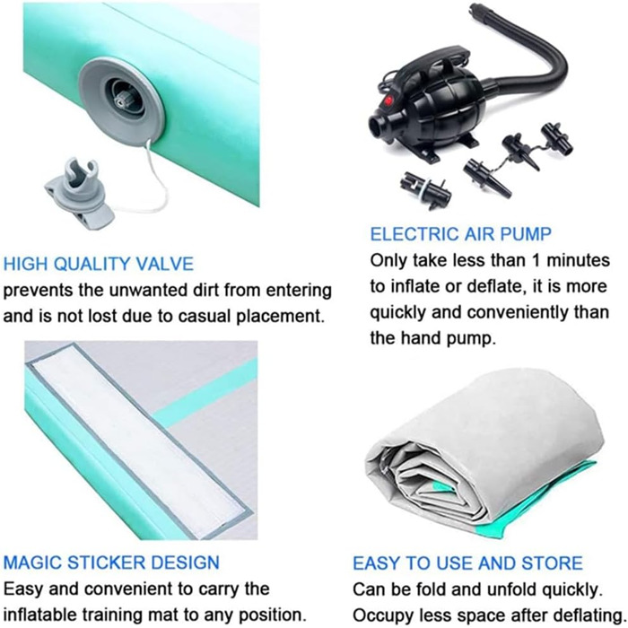 Надувна гімнастична матка LSLIFE для дому, 4м, з електричним насосом, для гімнастики, йоги, тренувань дітей