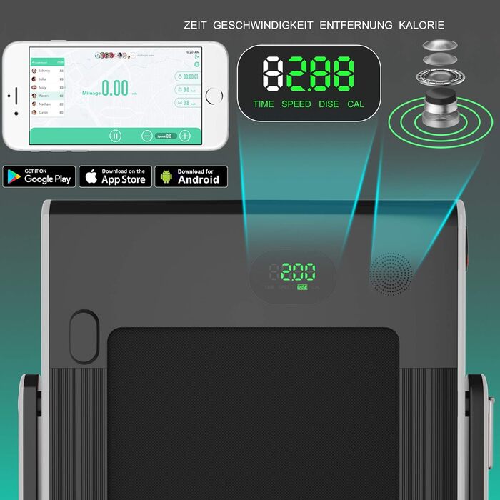 Бігова доріжка COSTWAY 2 в 1, складана, 2,25 к.с., під стіл, з APP, Bluetooth, пультом, 1-12 км/год, для дому, срібляста