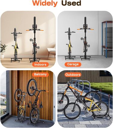 Підставка для велосипеда Housolution вертикальна з колесами, регульована по висоті, без свердління, для гаража та квартири, вантажопідйомність до 80 lbs, 1 шт.