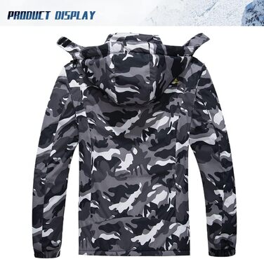 TACVASEN чоловіча тепла зимова куртка, водонепроникна функціональна куртка з капюшоном, армійний зелений (3XL, чорний камуфляж)