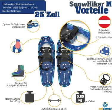 Легкі снігоступи outdoorer SnowHiker з алюмінієвою рамою, класичні снігоступи з рачковим кріпленням для жінок і чоловіків