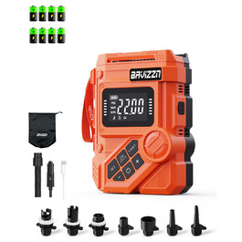 Електричний насос для SUP дошки 12V, 22 PSI, з акумулятором 59.2Wh, Type-C, 7 насадок, помаранчевий