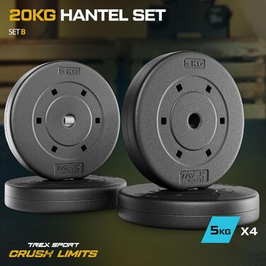 Набір млинців TREX SPORT 20 кг, пластикові, 25 мм, 4×5 кг