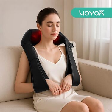 Масажер для шиї та плечей Shiatsu електричний 4D з глибоким розминанням для спини та всього тіла, чорний