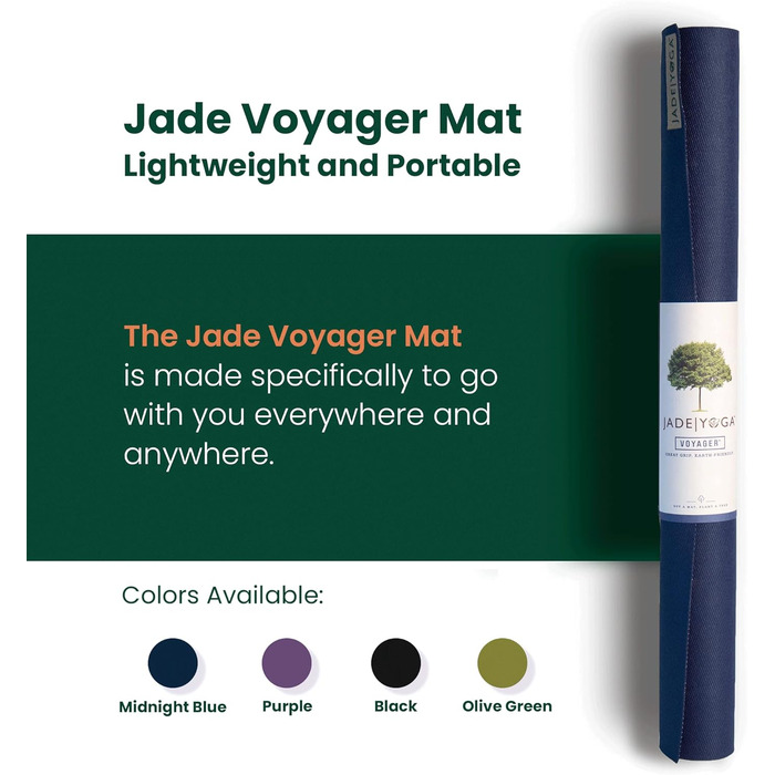 Йога-мат Jade Yoga Voyager 1,6 мм, темно-синій, портативний килимок для йоги, екологічний каучук