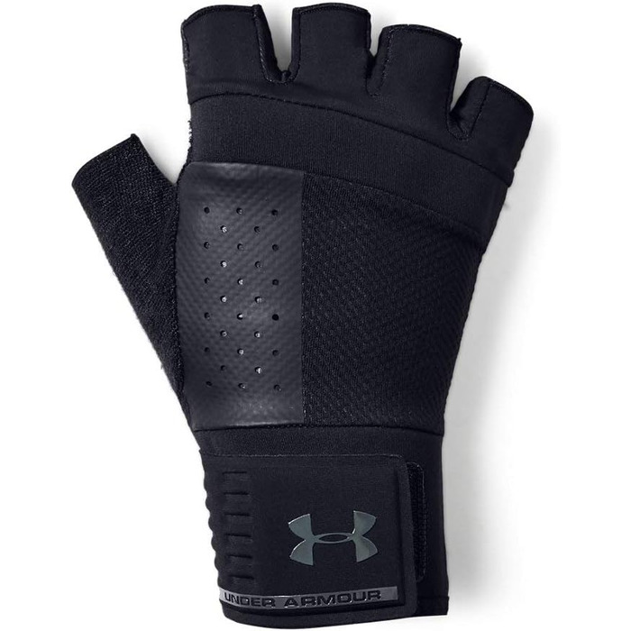 Футбольні рукавички для важкої атлетики Under Armour, міцні фітнес-рукавички з хорошим захистом та зчепленням, дихаючі рукавички для тренувань з еластичним ремінцем на зап'ясті, розмір M, чорний