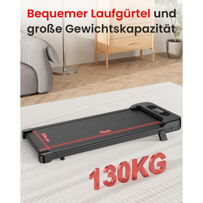 Бігова доріжка Walking Pad для дому HomeFitnessCode: електричний біговий килимок з нахилом, 1-8 км/год, чорний