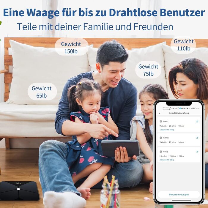 Вага тіла Lepulse F5 з аналізом складу тіла, цифрова вага, смарт-вага для iOS/Android