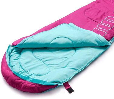 Дитячий спальний мішок Meteor Premium для кемпінгу та відпочинку на природі. Легкий, ультралегкий, підходить для літа, весни та осені. Кольори: темно-зелений/зелений, фуксія/м'ята.