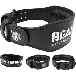 Пояс для важкої атлетики BEAR GRIP Elite, преміум, подвійна шкіра, чорний, розмір S