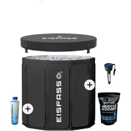 Оригінальна преміум льодяна ванна Eisfass XL 250л для дому – криотерапія, для спортсменів і новачків, з аксесуарами, Ø80×75см, запатентовано в Європі