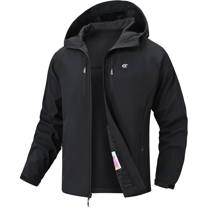 Чоловіча куртка Softshell Huayuzh — водонепроникна, вітрозахисна та дихаюча outdoor куртка для походів, кемпінгу та прогулянок, чорна, розмір S