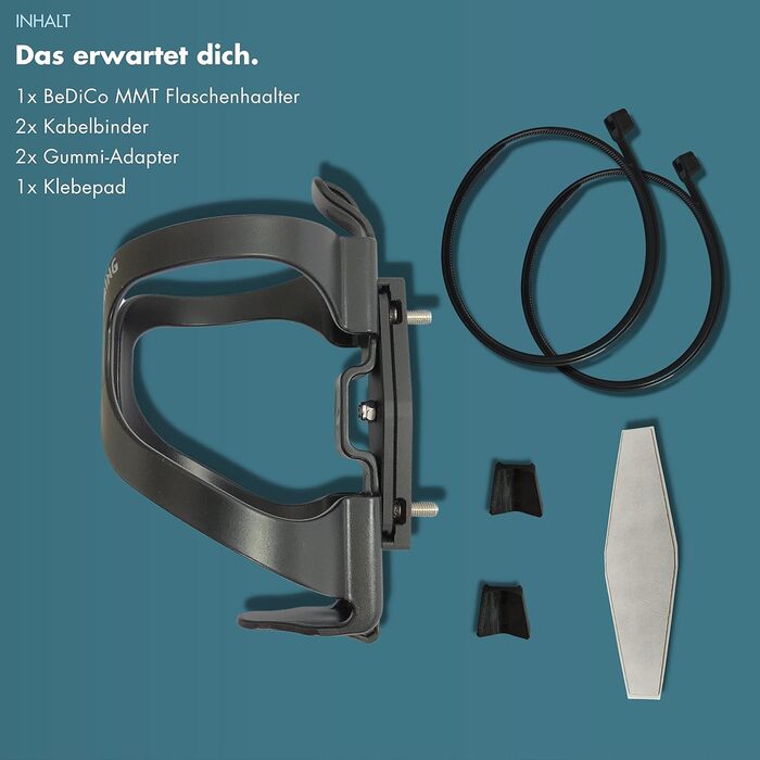 Універсальний велосипедний фляготримач BeDiCo-Multi Mount Twist, алюмінієвий, без гвинтів, з адаптером, поворотний для зручного доступу
