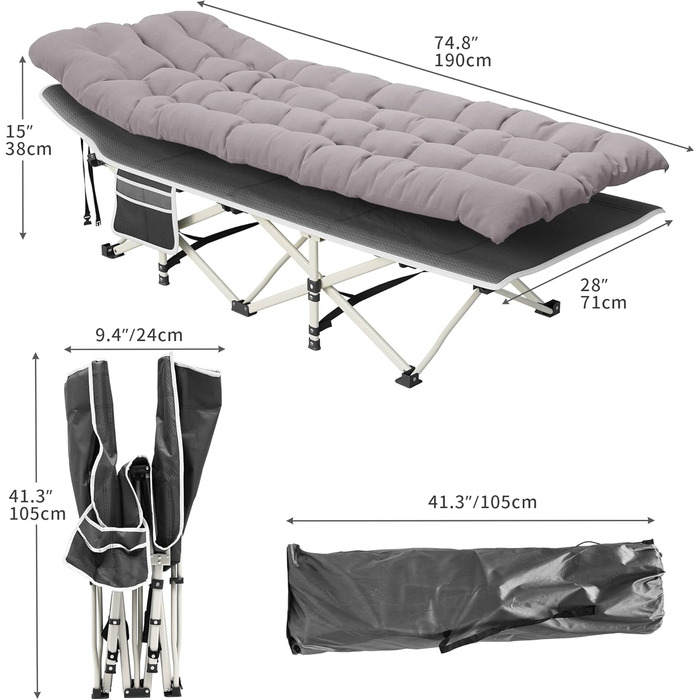 Кемпінгове ліжко YITAHOME для дорослих, розкладне, з матрацом, міцне, блакитне