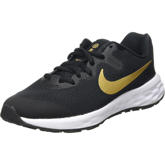 Кросівки Nike Revolution 6 NN (GS) для гімнастики, чорні з металік золотом та білим, великий розмір