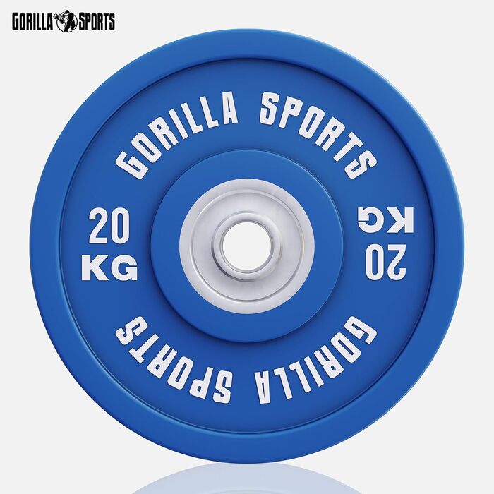 Бамперні диски GORILLA SPORTS 20 кг, 50 мм, гумові, для штанги, олімпійські вагові плити