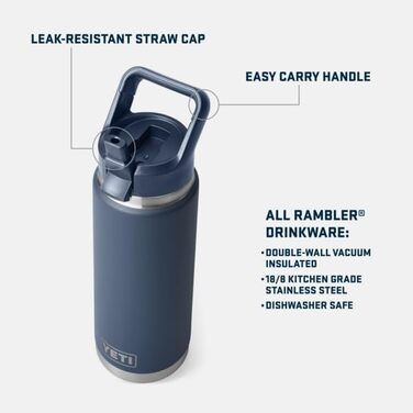 Термобутилка YETI Rambler C з трубочкою, вакуумна, нержавіюча сталь, 769 мл, червона