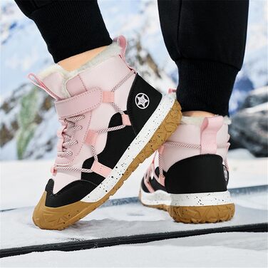 Водонепроникні зимові черевики для дітей: зимові чоботи для дівчаток та хлопчиків, утеплені, для активного відпочинку, неслизькі, снігові черевики, 31 EU, рожеві