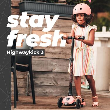 Дитячий самокат Scoot&Ride Highwaykick 3 LED, рожевий, підсвітка коліс