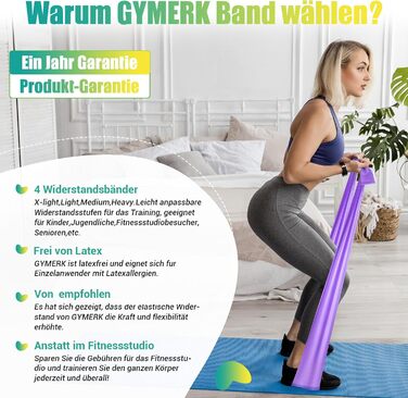 Набір фітнес-резинки 4 шт. (1.8M/2M), 4 рівні опору, постер з вправами, сумка для перенесення, інструкція, для йоги, пілатесу, нарощування м'язів. Кольори: жовтий, червоний, зелений, синій (градієнт фіолетовий)