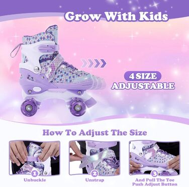 Роликові ковзани TOMSHOO для дівчаток, регульовані, з LED-підсвіткою, для початківців, дитячі, подарунок