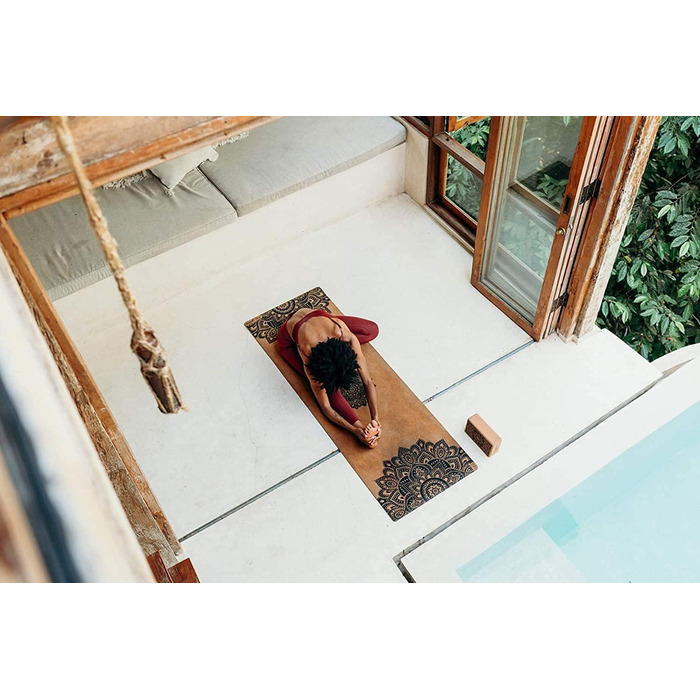 Йога-мат Yoga Design Lab з корку, екологічний, для хот-йоги, бікрам, аштанга, преміум якість, з ременем для перенесення