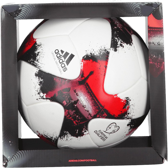 Футбольний м'яч adidas European Qualifier OMB, розмір 5, білий/червоний/чорний