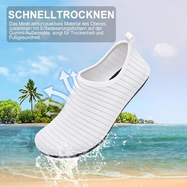 Водні шльопанці для плавання та відпочинку на пляжі - чоловічі та жіночі (40 EU, смужки білі)