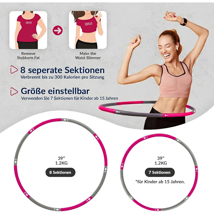 Обруч для фітнесу ResultSport Hula Hoop 1.2 кг, розбірний, 100 см, для схуднення та тренувань