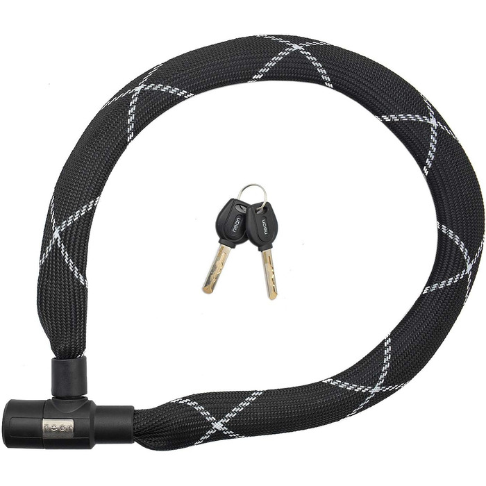 Надійне велозамкне Nean Kettenschloss: 900 мм, сталевий ланцюг, 2 ключі, чорний