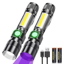 Набір ліхтариків Karrong LED: ультрафіолетовий (UV 395нм) та червоний світловий режим, USB-зарядка, магнітний корпус, для кемпінгу та походів (4 шт, чорні)