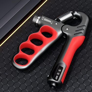 Регульований тренажер для кисті та передпліччя з лічильником навантаження 5-100 кг, механічний тренажер для сили, реабілітації, скелелазіння, фітнесу та зняття стресу (червоний)