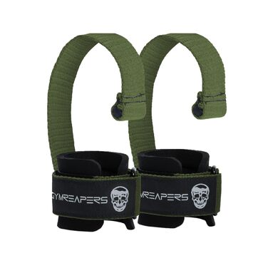 Лямки для тяги Gymreapers для важкої атлетики та станова тяга, посилені напульсники для тренувань з вагами, зелені