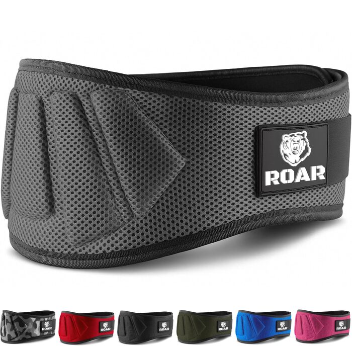Пояс для важкої атлетики Roar®: для тренувань у залі, пауерліфтингу, кросфіту, чоловічий та жіночий, сірий, XS