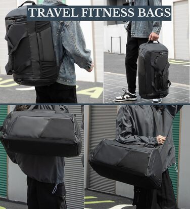 Спортивна сумка 3в1 з відділенням для взуття та мокрих речей – 45L, велика дорожня сумка для фітнесу, подорожей, плавання, сауни та футболу (для чоловіків та жінок)