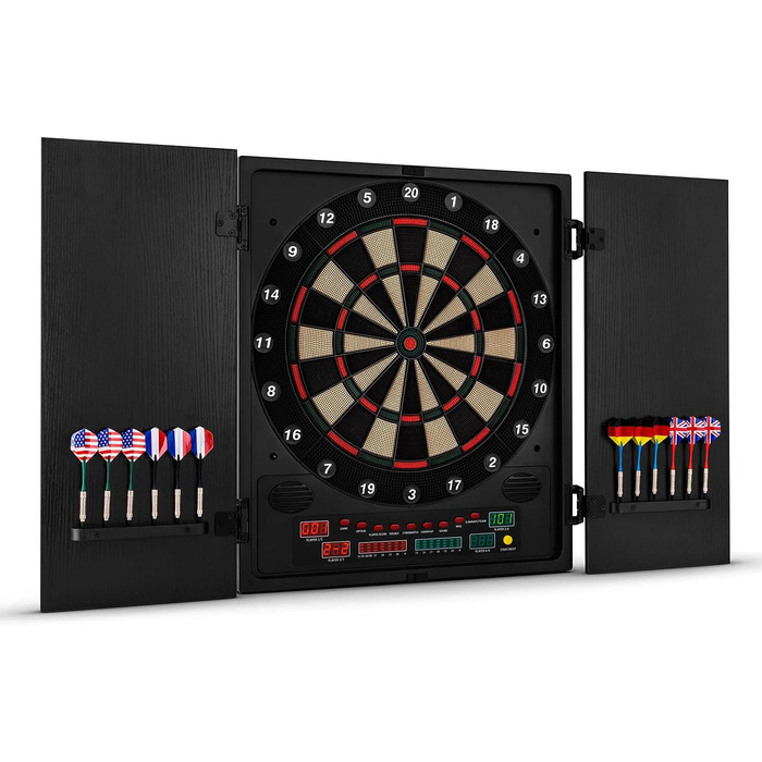 Електронна дартс-мішень oneConcept Dartmaster 180 з LED-дисплеєм, для 8 гравців, 12 дротиків, віртуальний суперник