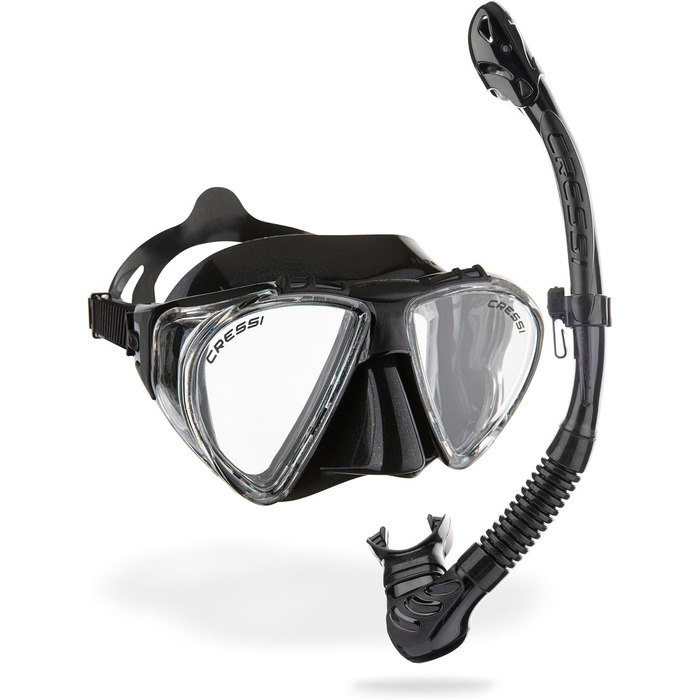 Комплект Cressi Penta & Alpha: маска для снорклінгу та дайвінгу + трубка Alpha, унісекс, чорний
