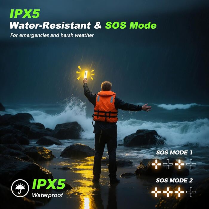 Багатофункціональний ліхтар-телефон на базі акумулятора 14000 мАг з LED, 6000 люмен, IPX5, чорний