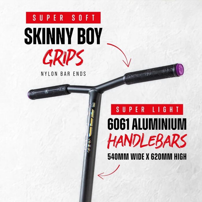 Трюковий самокат CORE Stunt-Scooter Trick 110мм, ABEC 9, для дітей та дорослих (від 5 років), регульована висота 78-96см + наклейка Fantic26 (Чорний/Райдуга)