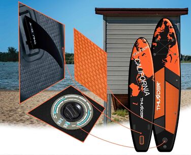 Надувна SUP-дошка THUNDER 320/365 см, зелена, з насосом, рюкзаком і регульованим веслом, протиковзкий PVC, заміна для каяка або понтона