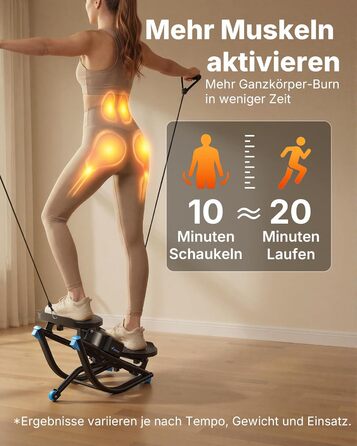 Еліптичний тренажер MERACH з низьким рівнем впливу, U-подібний степер з 3D-рухом, тихий кардіо-тренажер з LCD-дисплеєм для підрахунку часу, кроків та калорій, з неслизькими педалями, компактний для дому та квартири, 2511