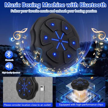 Музична бокс-машина LPQKCcY з LED, Bluetooth, для дому та спортзалу, з боксерськими рукавичками, для дітей і дорослих