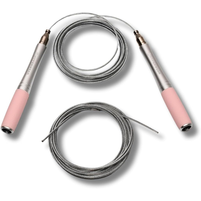 Стрибкова скакалка Hyperwear Adjustable з регульованою швидкістю - запатентована конструкція, алюмінієві ручки з силіконовими накладками та додатковий трос для CrossFit, боксу та фітнесу (GRAU)