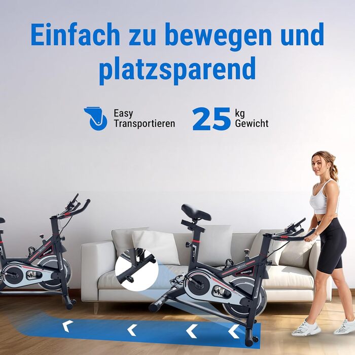 AsVIVA S14 Indoor Cycle Speedbike: фітнес-велотренажер з 15 кг маховиком, Bluetooth-комп'ютером, сумісний з додатками, регульоване сідло та плавний опір