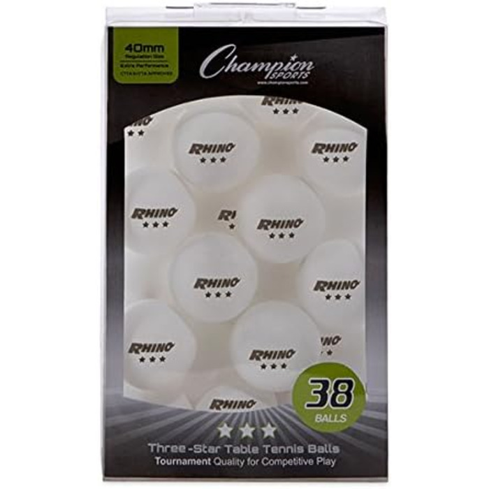 Champion Sports: Набір тенісних м'ячів для настільного тенісу, 3 зірки, білі, 38 шт.